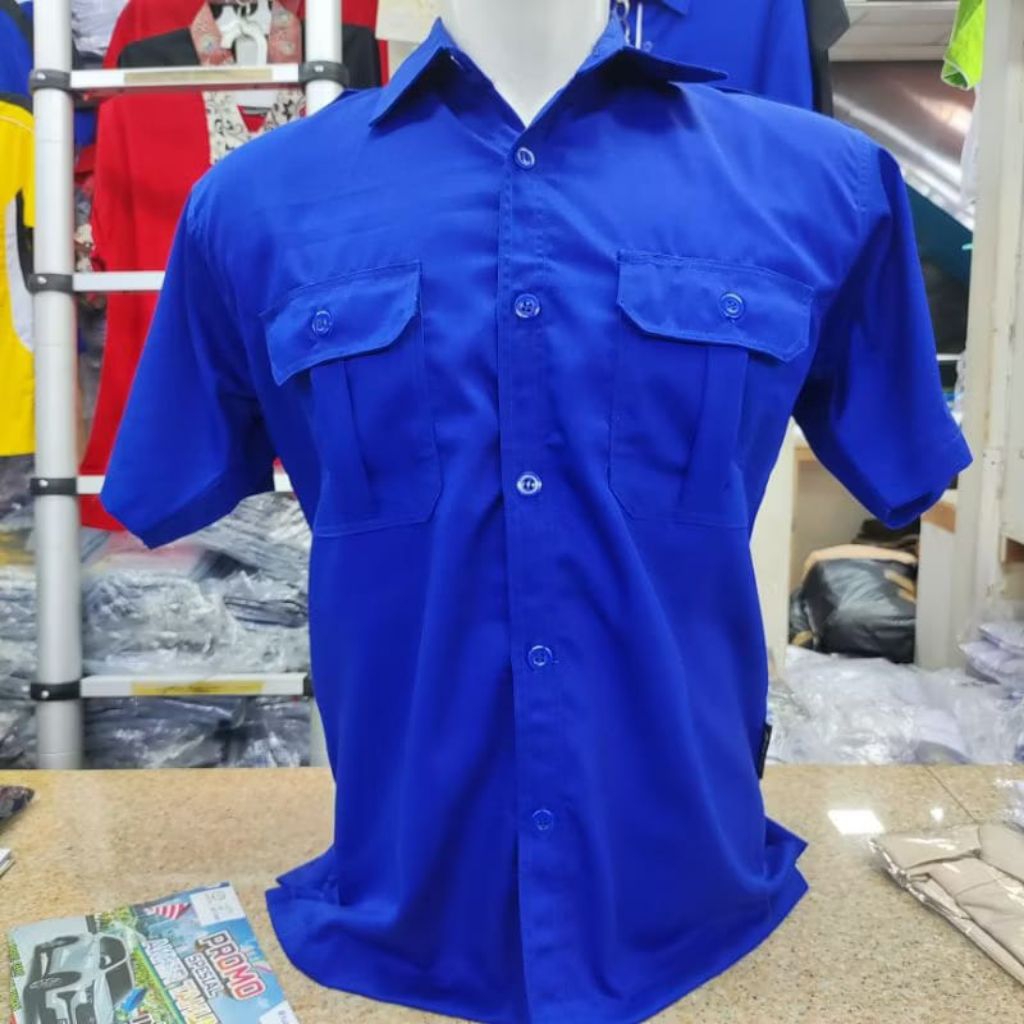 Kemeja PDL /PDH Seragaman Pabrik Warna biru Benhur/Kemeja PDL PDH Seragaman/Kemeja Lapangan Unisex P