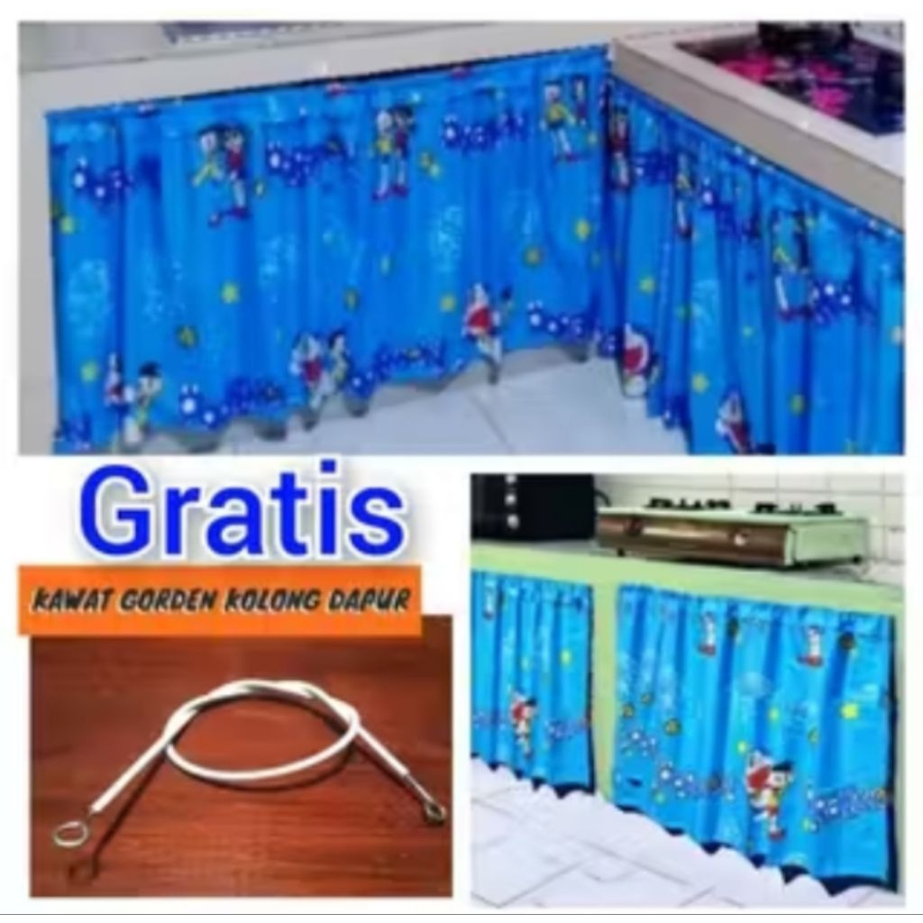 Gorden kolong dapur cantik 1 set kawat gorden wastafel Tirai jendela pendek Hordeng Jendela 1,5 mete