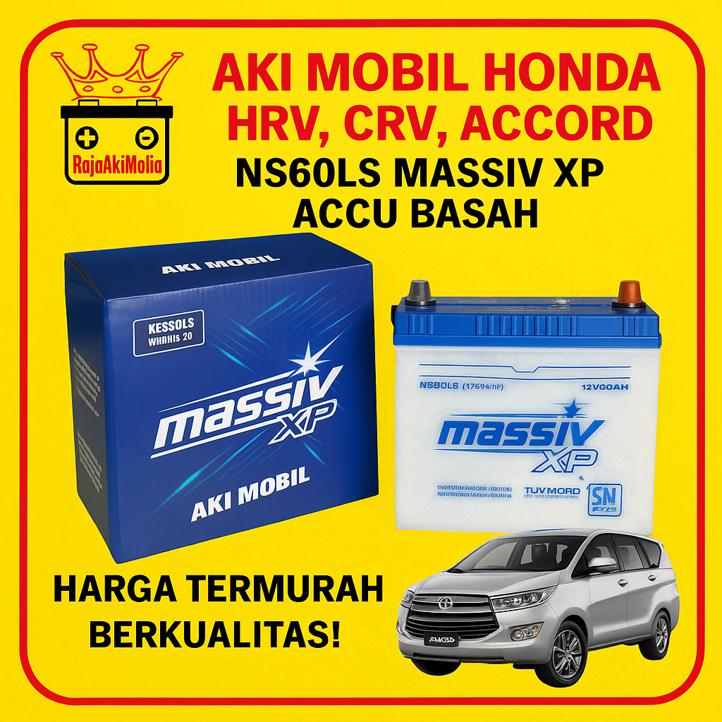 AKI MOBIL HONDA HRV, CRV, ACCORD NS60LS MASSIV XP ACCU BASAH