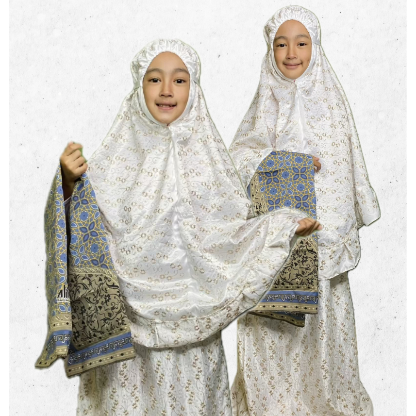Mukena Anak Aira 6–9 Tahun | Silky Satin Premium | Mukena Polos Renda Cantik Adem Ringan
