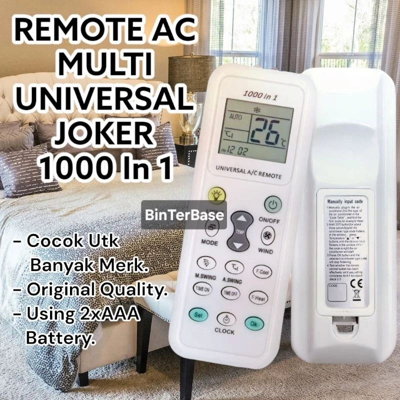 Remote Remot AC Multi 1000 in 1 Universal Joker standard split inverter all type semua merk panasoni
