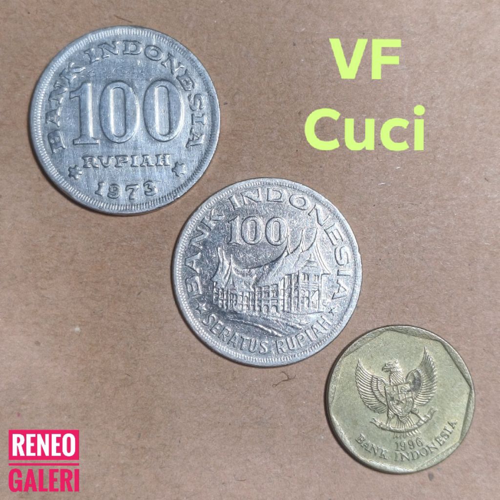 VF Paket 3 Variasi Koin 100 Rupiah uang kuno logam Indonesia original asli set Koleksi asli 1973 197