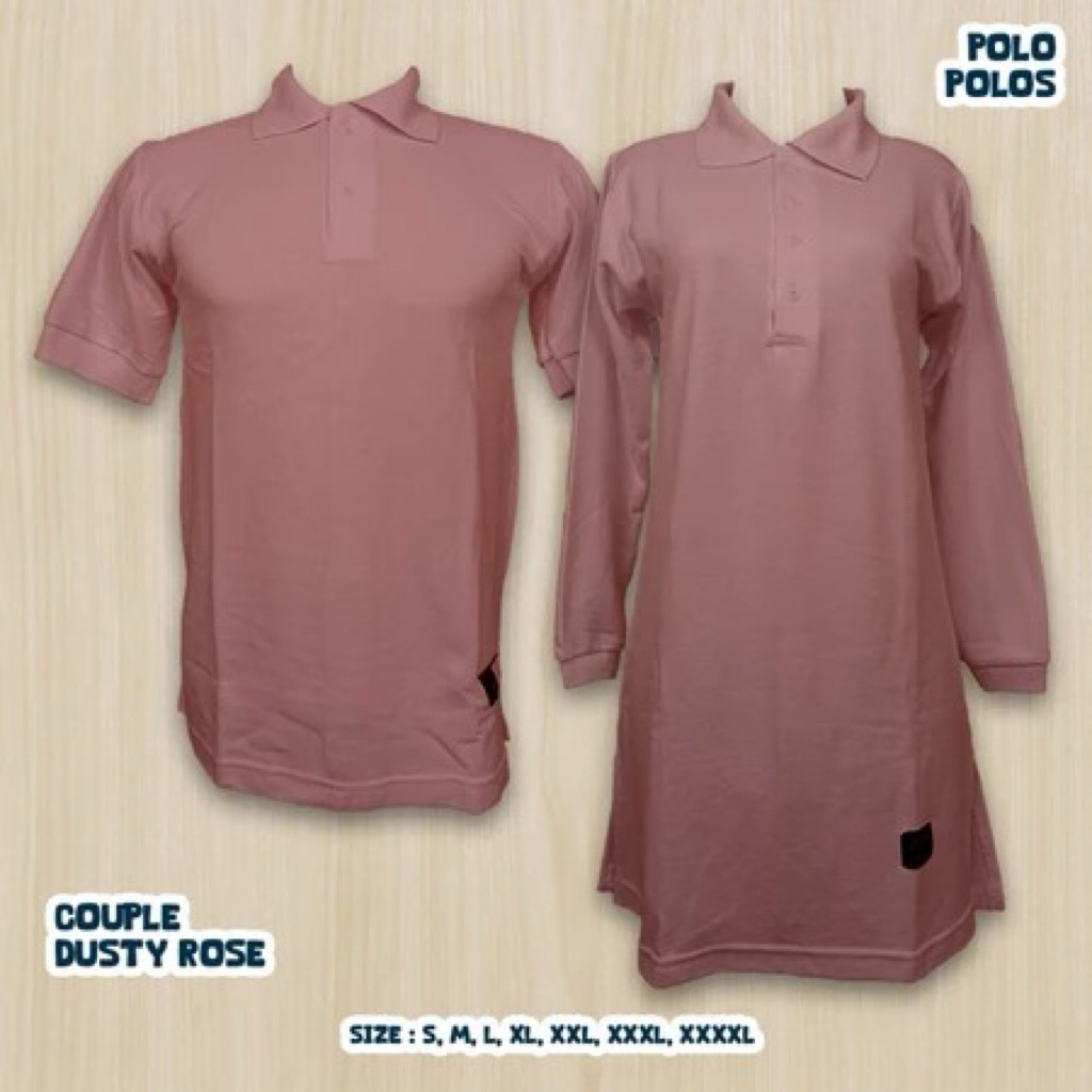 Kaos Polos Couple Polo Cowok Cewek Pria Wanita Tunik Muslimah DUSTY ROSE Kancing Depan Busui/Seragam