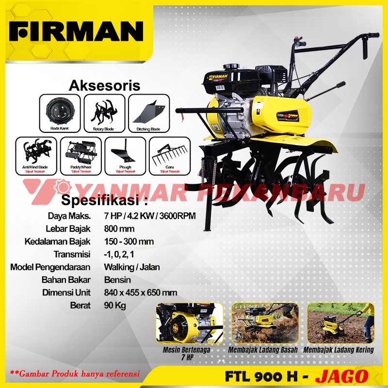 Mesin Mini Tiller Bajak Tanah / Tractor FIRMAN FTL 900 H JAGO