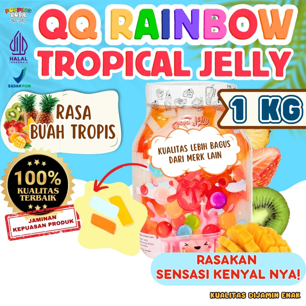 

QQRainbowJellyKonyakuToppingMinumanPelengkap MY POWDER Bubuk Agar Jelly Powder - Tropical Jelly Buah Tropis 1 KG | Cocok Untuk Semua Jenis Minuman