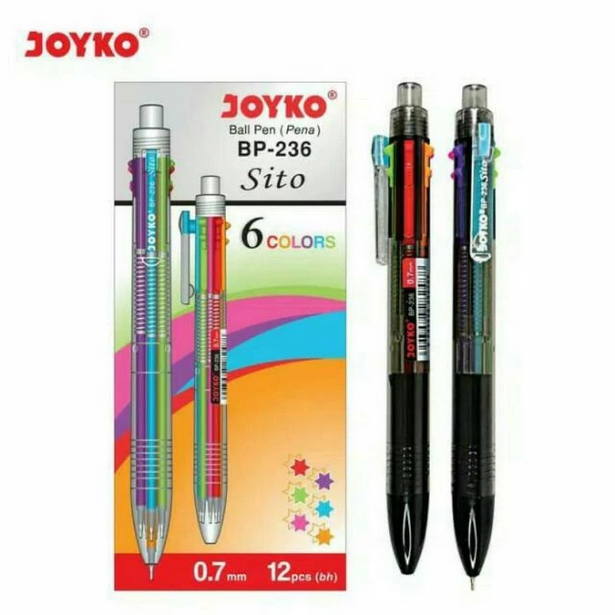 

Pulpen JOYKO BP-236 / SITO / 0.7 mm/ 6 Warna/ Colors Per Lusin