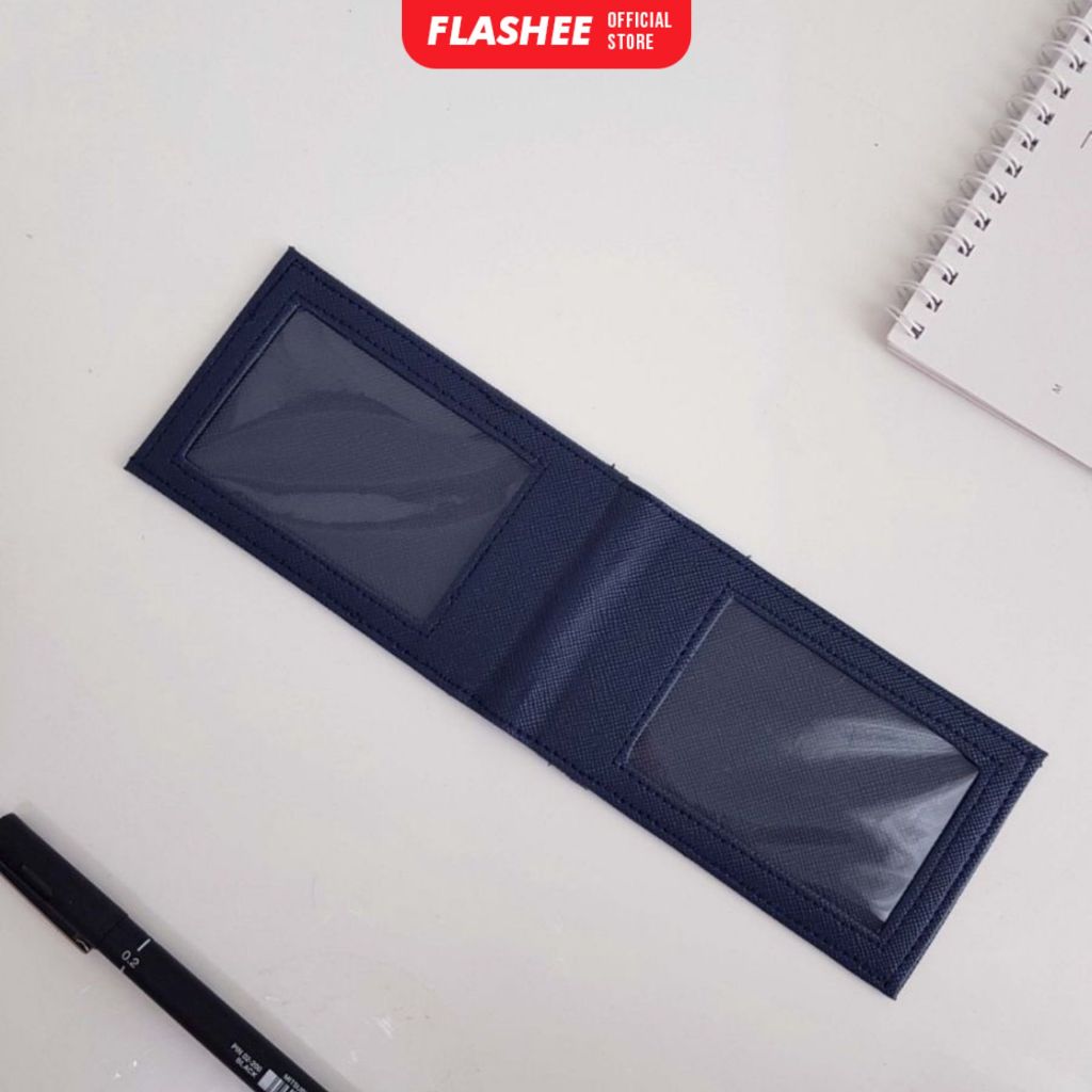 

Flashee Card Holder Magnet Dua Sisi Kulit ID Card Lanyard Dompet Kartu Jepit Tanpa Tali Warna Navy