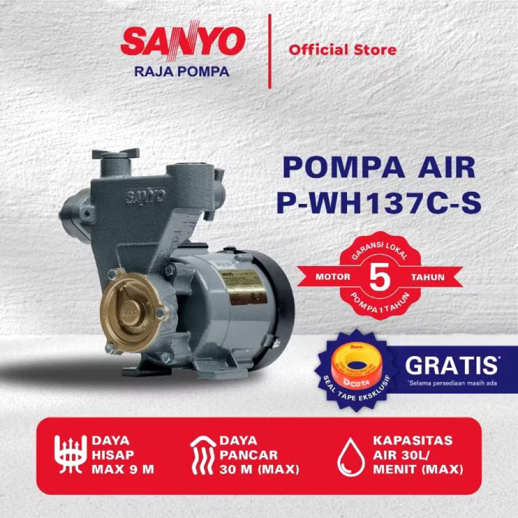 Mesin Pompa Air SANYO P-WH137C Non Otomatis