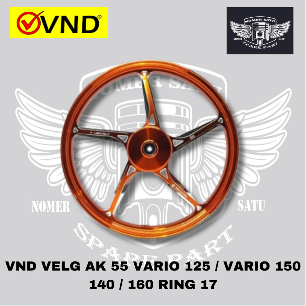 VND VELG RACING TIPE AK 55 VARIO 125 VARIO 150 SET DEPAN BELAKANG UKURAN 140/160 RING 17 ORIGINAL