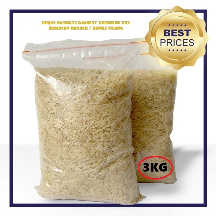 

Beras Basmati Daawat Premium xxl Kemasan Repack 3kg Basmati Rice