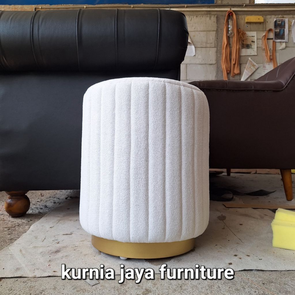 (Kurnia Jaya Furniture) Puk Bulat Stool Bulat Ottoman Bangku