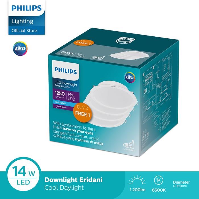 Downlight LED Philips 14 WATT BELI 3 GRATIS 1 Putih 6500k 7 watt 9 watt 10 watt 13 watt