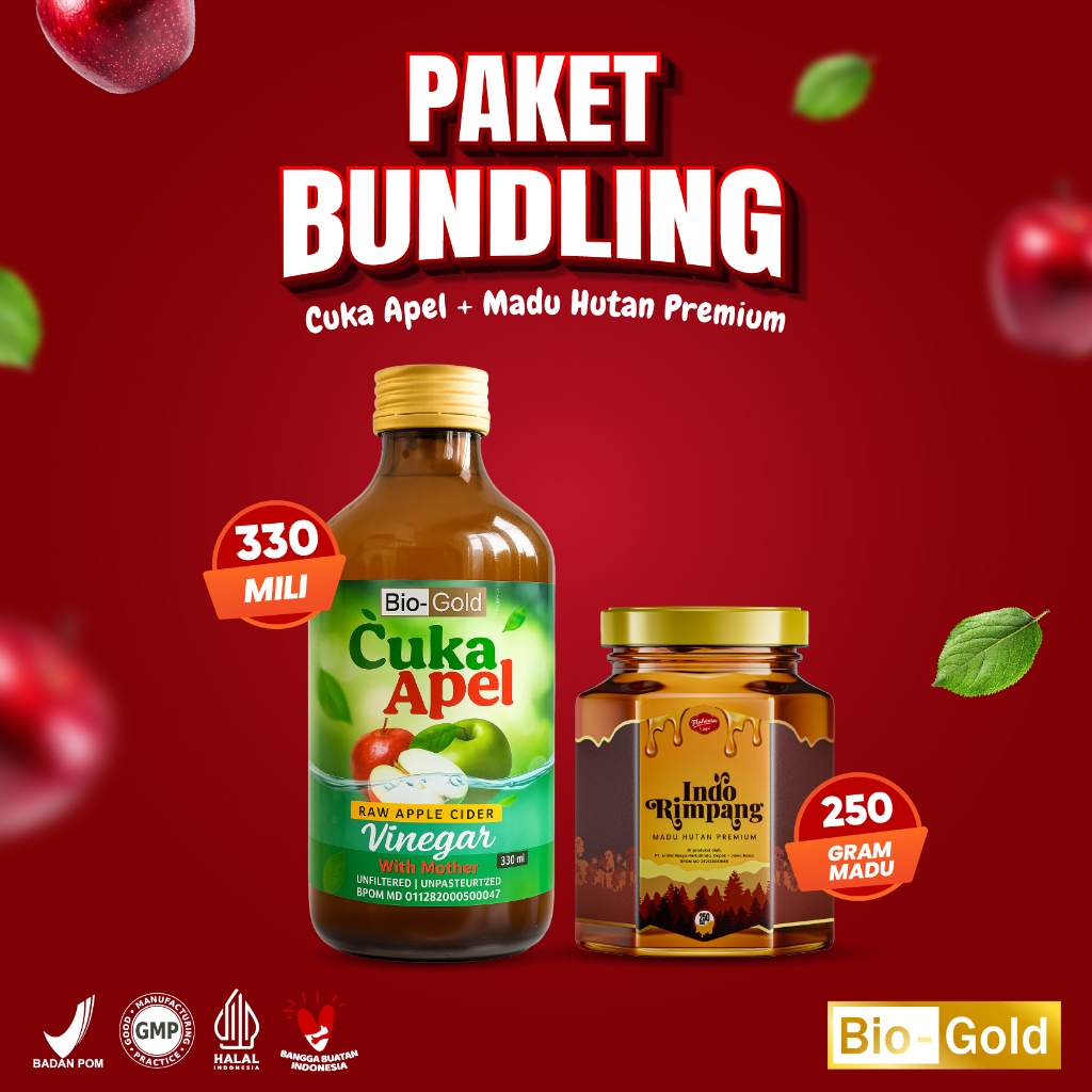 

[Paket Bundling - Cuka Apel Bio Gold + Madu Hutan Premium 250gr Halal BPOM