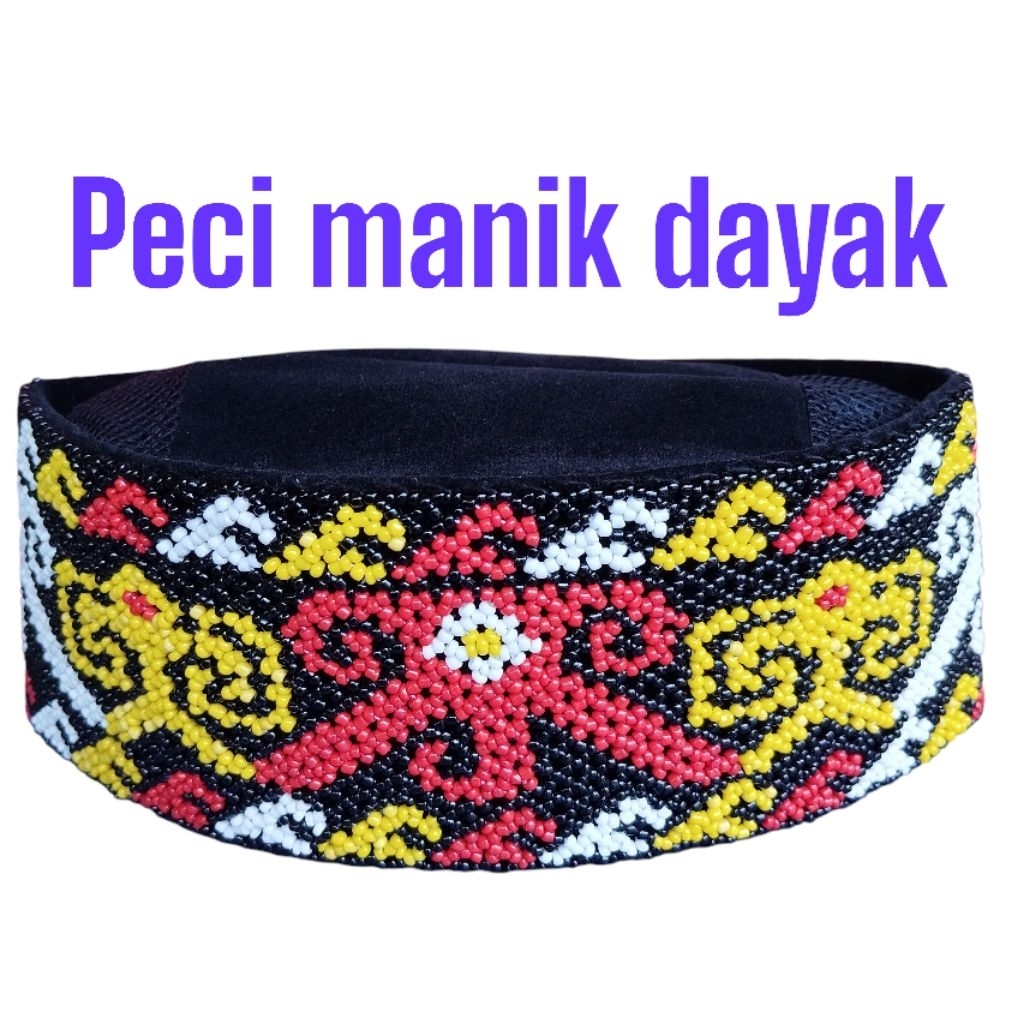 PECI MANIK MANIK DAYAK | SONGKOK MANIK KHAS DAYAK KALIMANTAN | KOPIAH MANIK MANIK DAYAK KALIMANTAN |