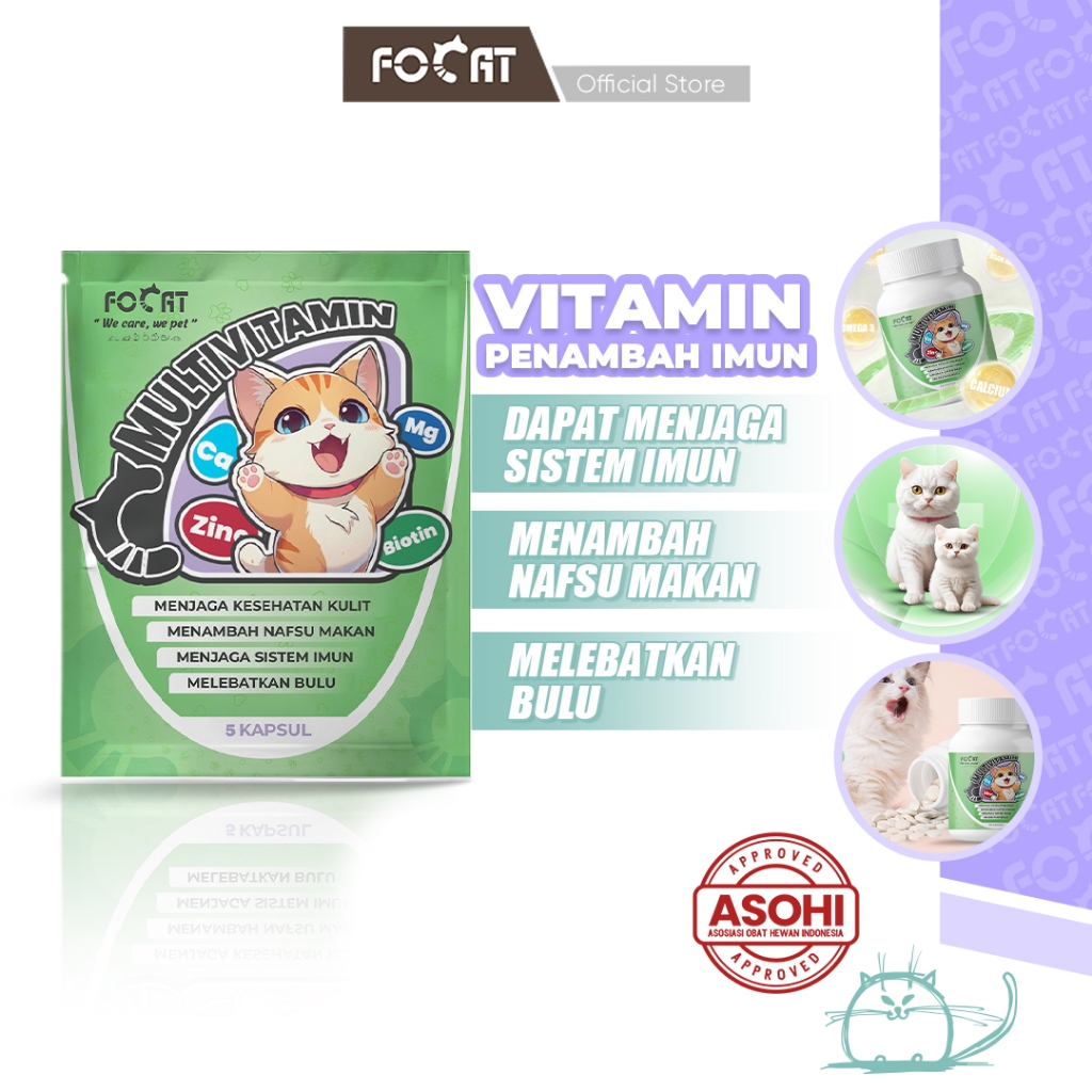 FOCAT Multivitamin Kucing N20 Cat Immune Booster / Suplemen Vitamin Penambah Imun Antibodi Kucing