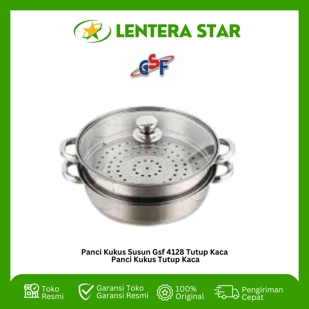 Panci Kukus Susun Gsf 4128 Tutup Kaca / Panci Kukus Tutup Kaca