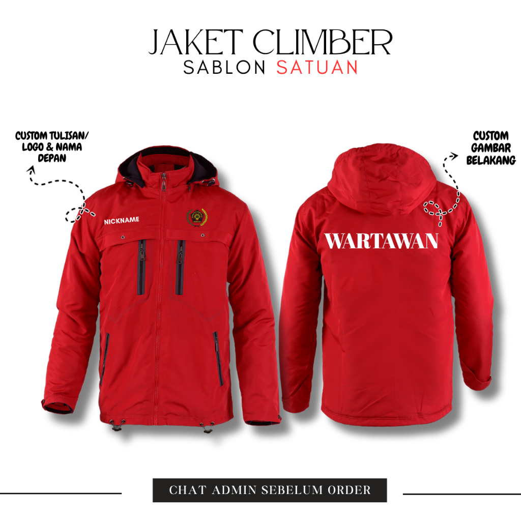 Jaket Pria Climber Custom Wartawan Pers
