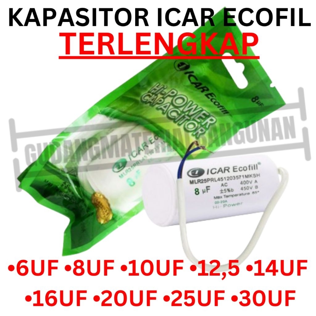 kapasitor capasitor icar ecofill bulat 6uf 8uf 10uf 12.5uf 14uf 16uf 25uf 30uf