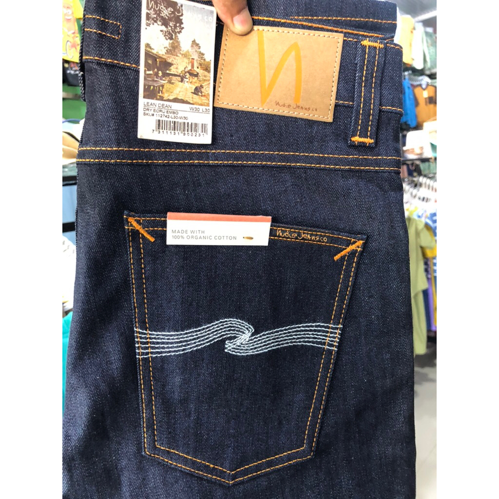 Nudie Jeans Lean Dean Dry Ecru Embo