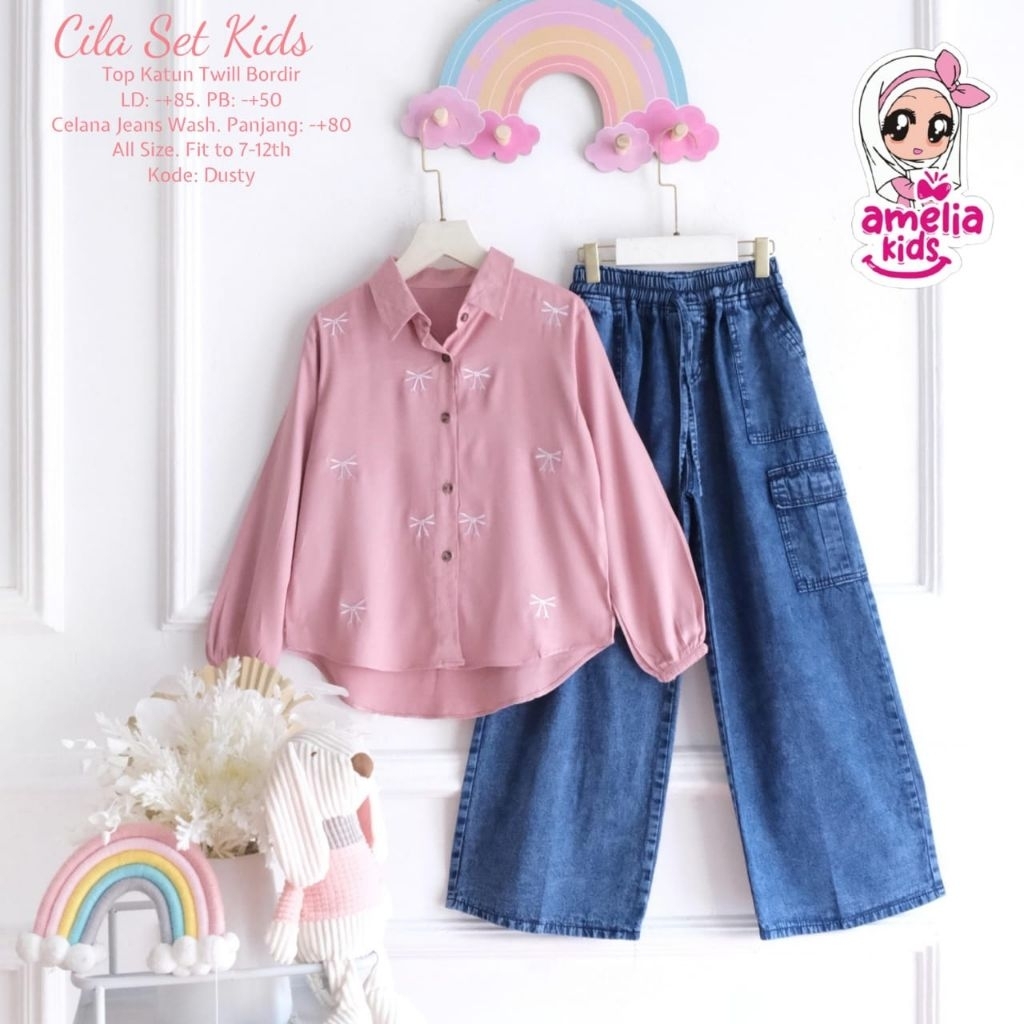 Cila set kids by amelia - setelan celana kulot anak perempuan remaja tanggung usia 8-13th