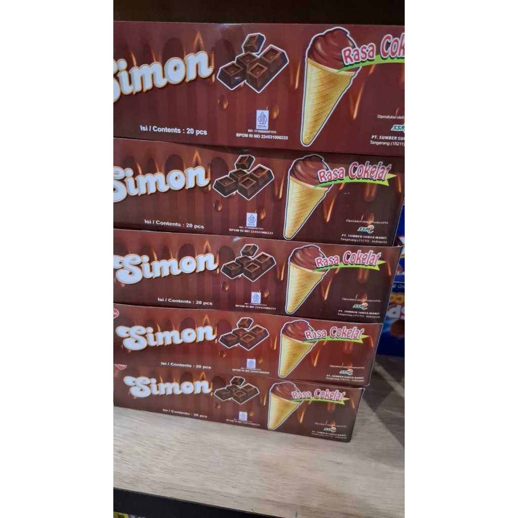 

simon wafer cone rasa cokelat 20pcs 1box