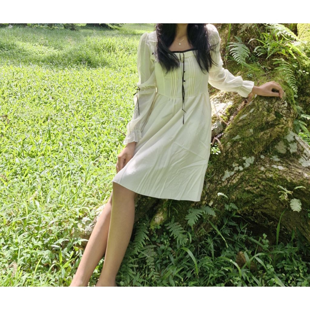midi dress, lengan panjang
