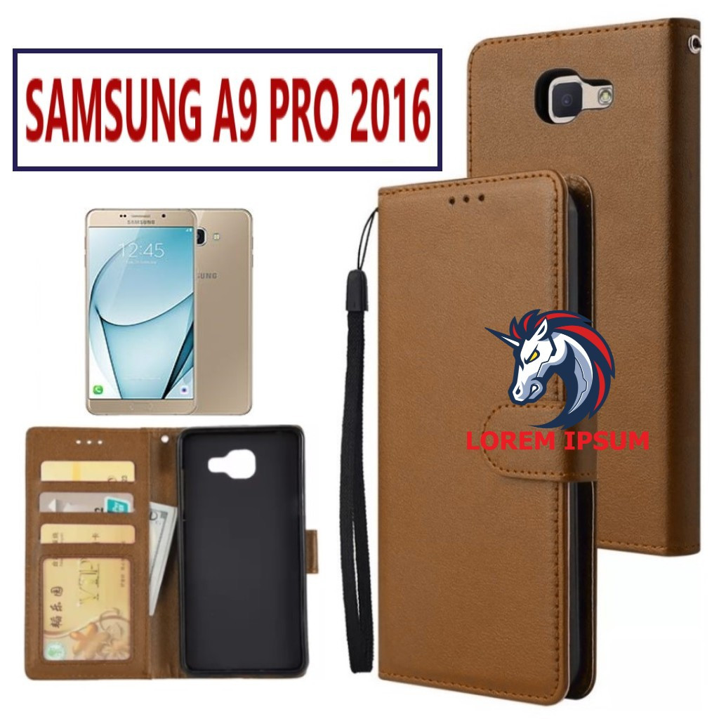 LEATHER CASING SAMSUNG A9 PRO 2016 CASE KULIT FLIP WALLET LEATHER KULIT PREMIUM SARUNG BUKA TUTUP KE
