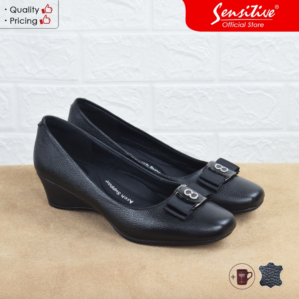 SENSITIVE Sepatu Pantofel Kerja Wedges Kulit Wanita SC DONNA 401