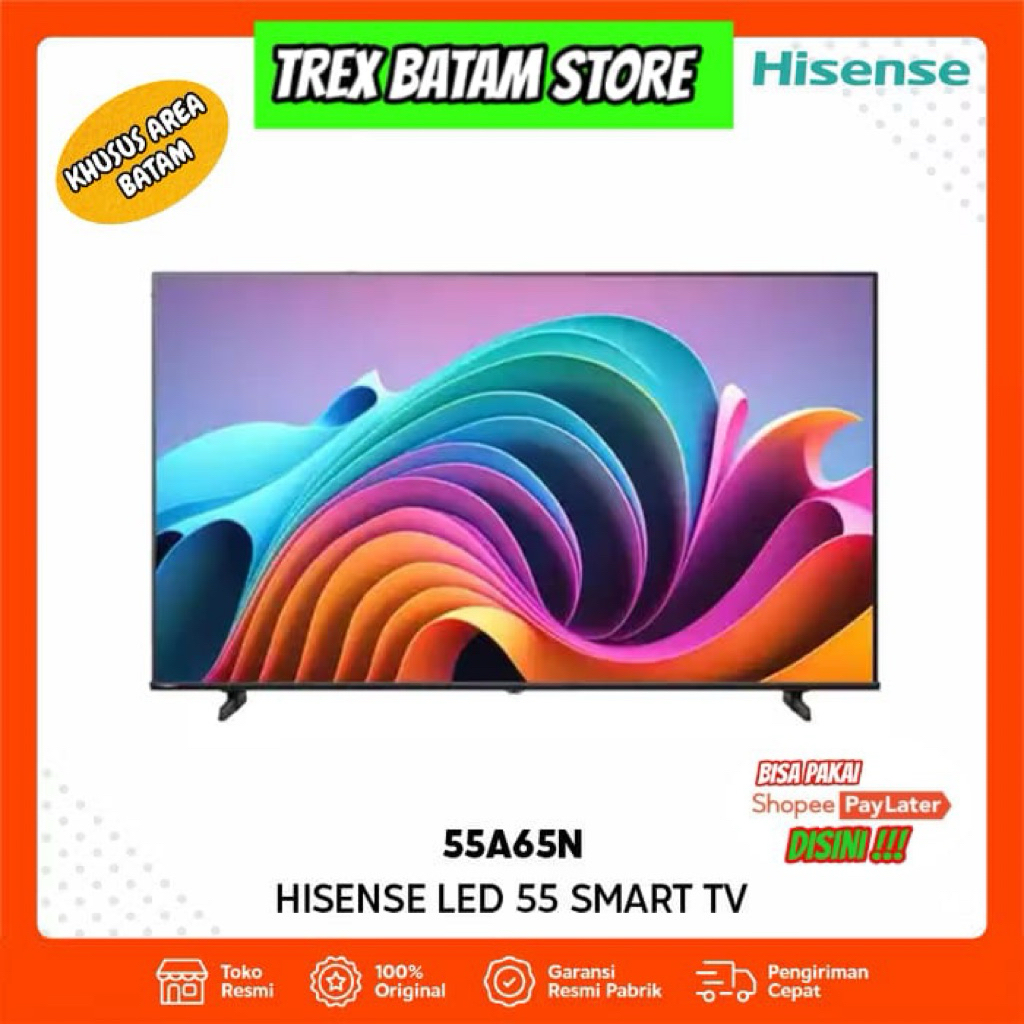 HISENSE TV 55A65N 55 " INCH GOOGLE TV ANDROID TV DOLBY ATMOS GARANSI RESMI [ BATAM ]