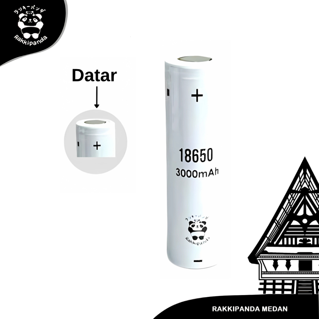 BATERAI RAKKIPANDA 18650 FLAT TOP (RATA) 3000 MAH