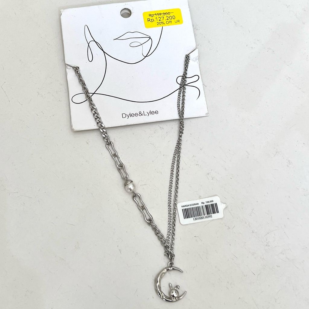 kalung silver Dylee&Lylee kelinci bulan KKV / OHSOME - aksesoris necklace baru (SALE)