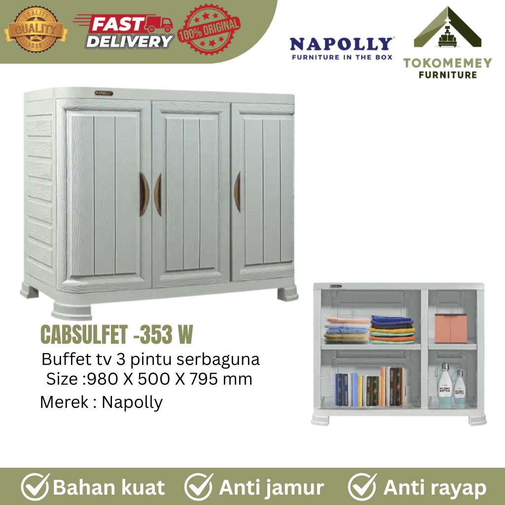 NAPOLLY BUFFET TV LEMARI PAKAIAN CABSULFET 353 LEMARI BUFFET PLASTIK SERBAGUNA MINIMALIS / LEMARI BA