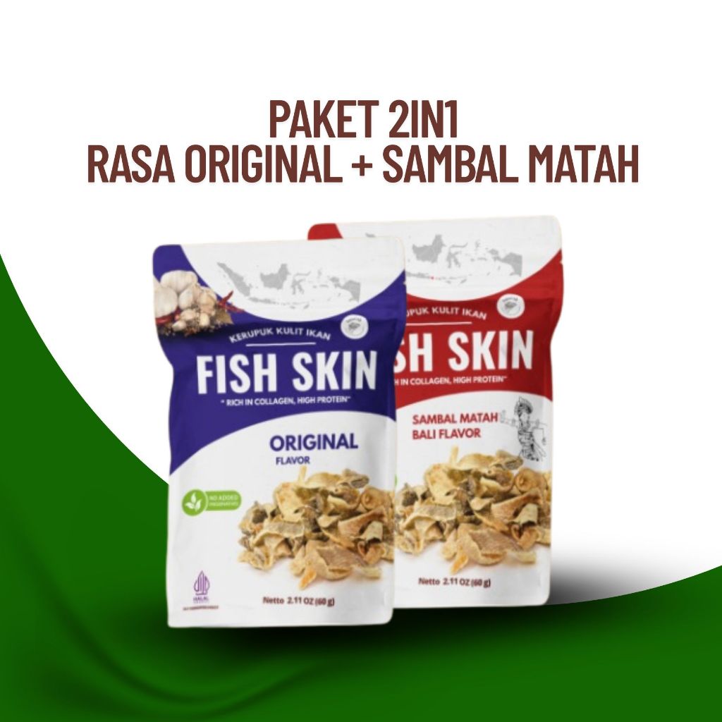 

Caliofish Fish Skin Kerupuk Kulit Ikan Sambal Matah + Original 2in1 Paket Hemat