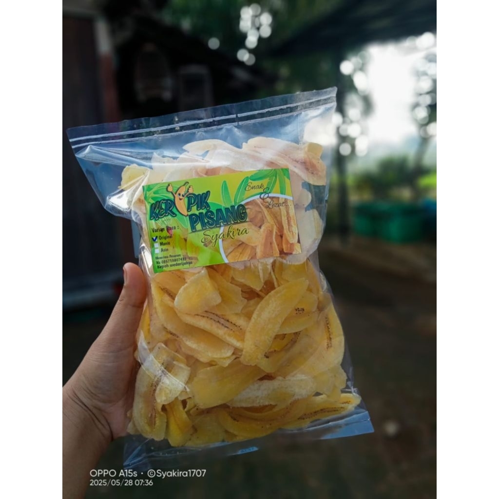 

Keripik Pisang 1/4 enak Original,Manis,Asin Merk Syakira
