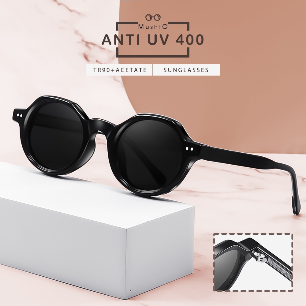 Mushto Kacamata Hitam Sunglasses Fashion Terbaru Style Oval Tr90+Acetate Frame Ringan Anti UV 400 82