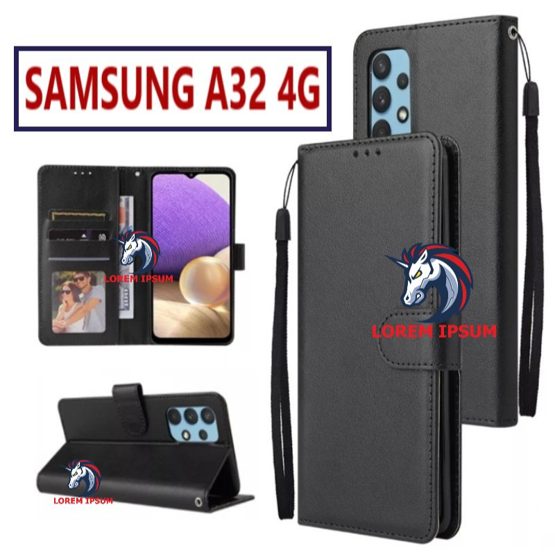 LEATHER CASING SAMSUNG A32 4G CASE KULIT FLIP WALLET LEATHER KULIT PREMIUM SARUNG BUKA TUTUP KESING 