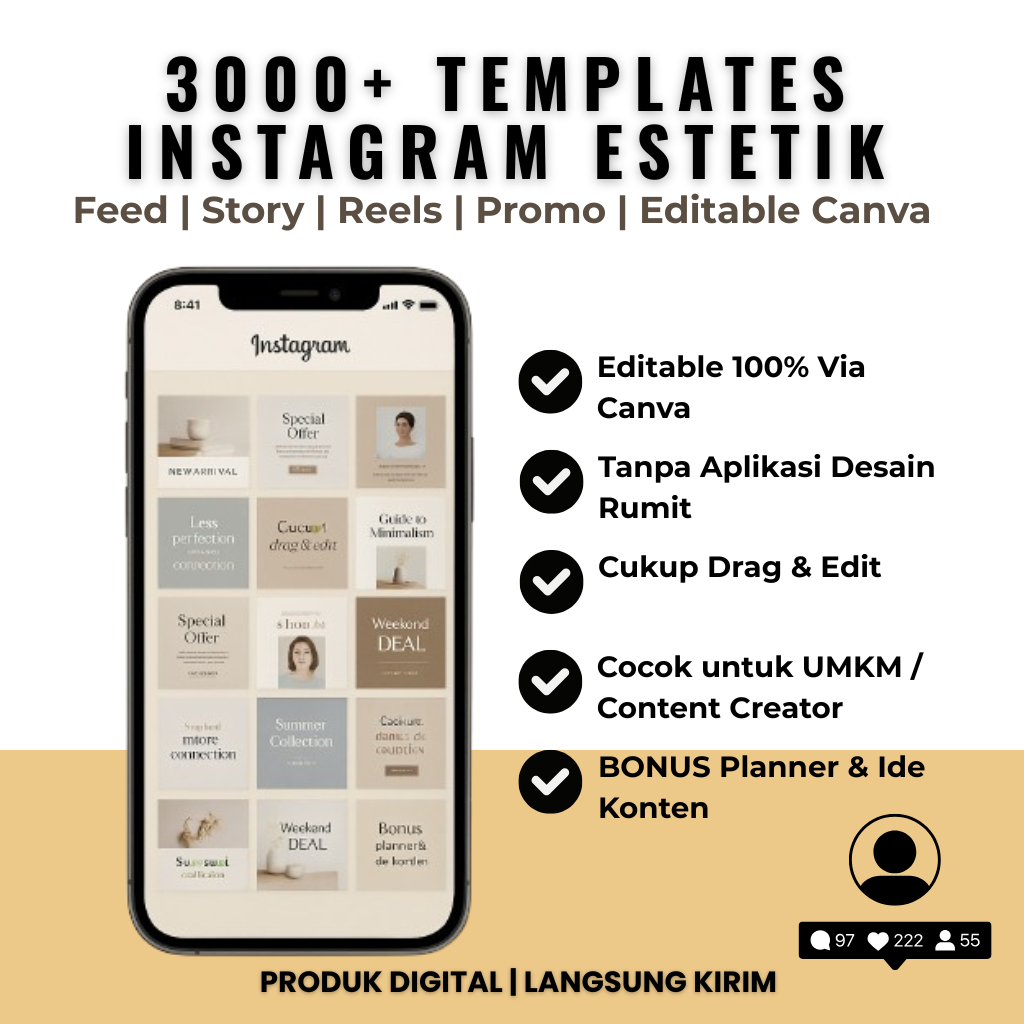 3000+ Template Desain Instagram Estetik | Edit Via Canva Feed Story Reels | template instagram canva