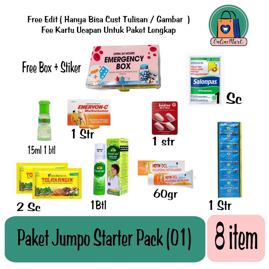 Apotek Mini | Jompo Starter Pack 1 - GIFT BOX | Emergency Box | Hampers | Kado Untuk Orang Tersayang