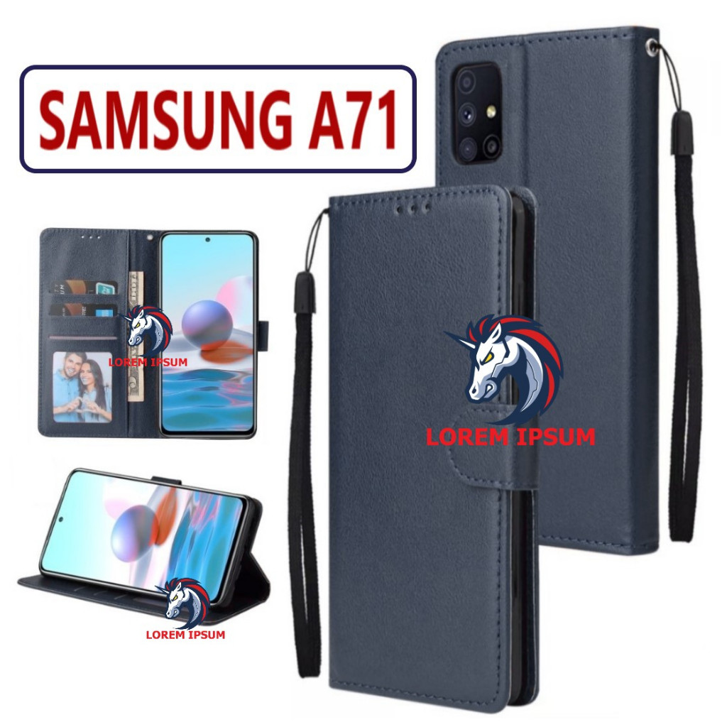LEATHER CASING SAMSUNG A71 CASE KULIT FLIP WALLET LEATHER KULIT PREMIUM SARUNG BUKA TUTUP KESING HP 