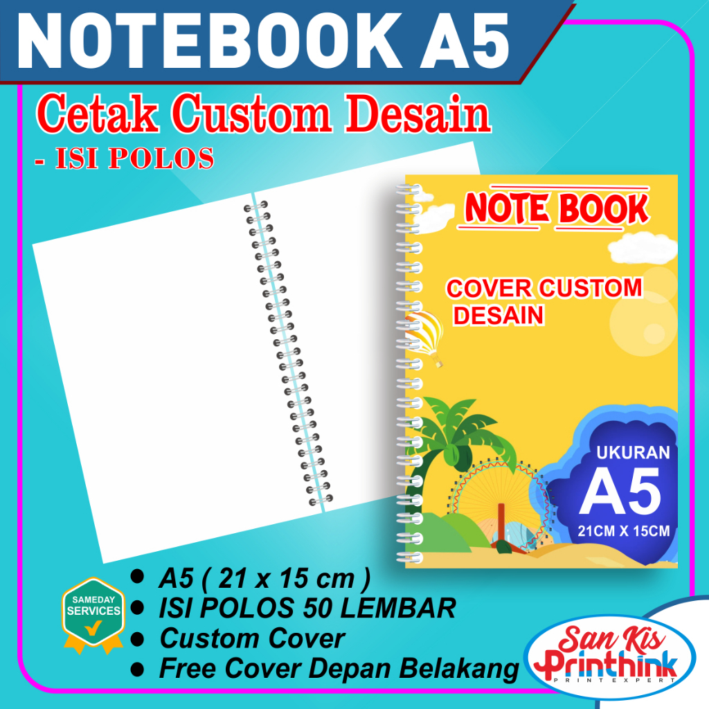 

Cetak NoteBook A5 Buku Catatan Custom Desain Cover Isi 50 lembar