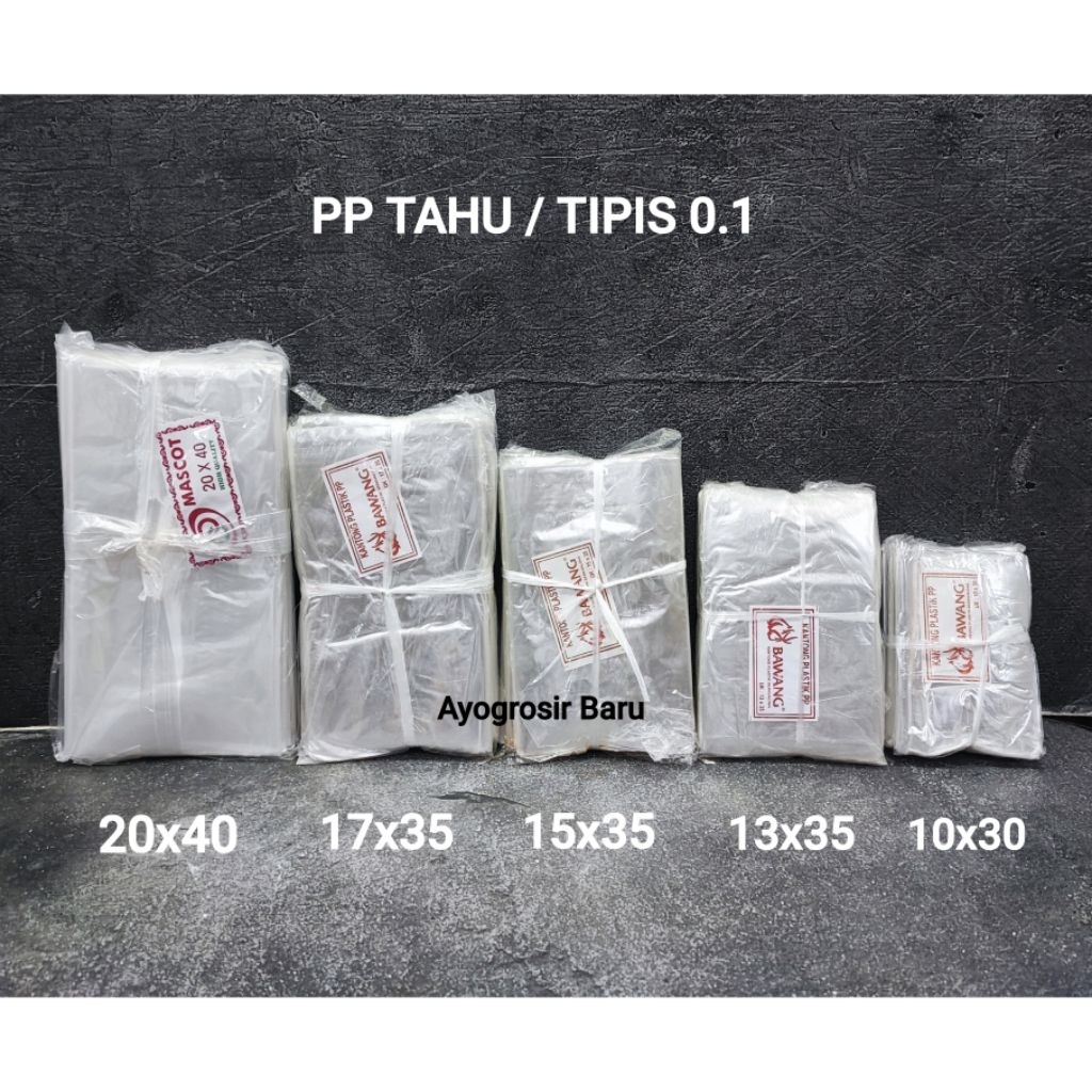 PP Tipis 01 uk 20 x 40 Per 5 pak Kantong Plastik Tahu