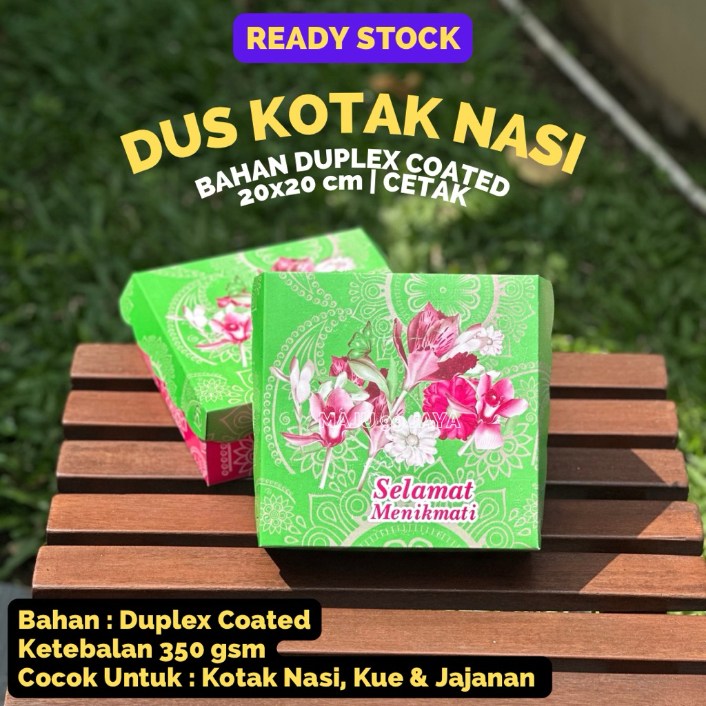 

Dus Kotak Makan Cetak KUPU-KUPU 20x20x7,5 cm (R10K) Ketebalan 350gram/gsm Bahan Duplex Coated Putih Mengkilap | Kotak Nasi Motif Cetak