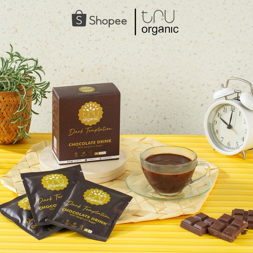 

(3 Sachet) TRUorganic Chocolate Dark Temptation - Minuman Cokelat Rendah Kalori dengan Gula Sorghum