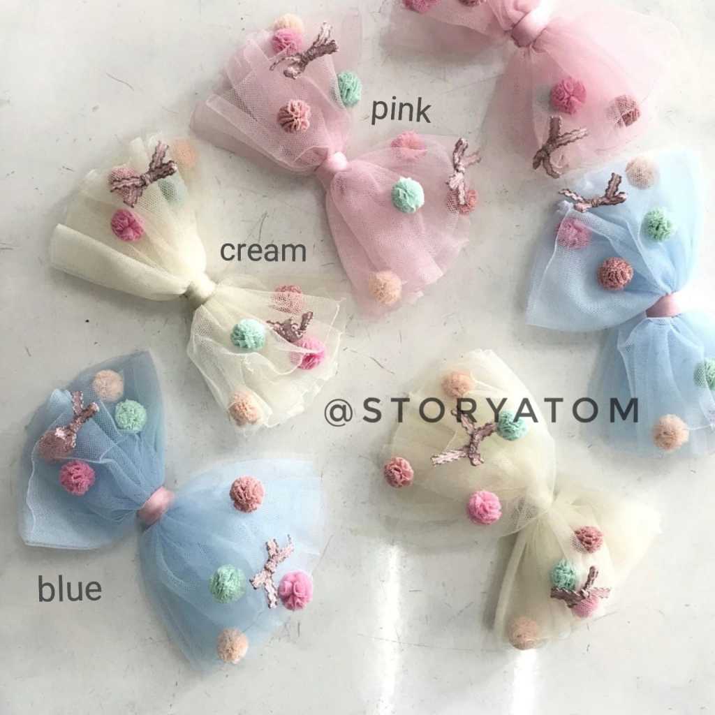 

1PC - APLIKASI TULLE POM/BIG TULLE BOW POM/ PITA TILE POM