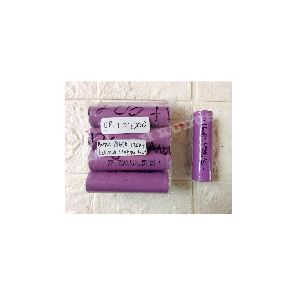 BATU/BATERAI CAS CHARGER 18650 1500 MAH +KEPALA UNGU TUA