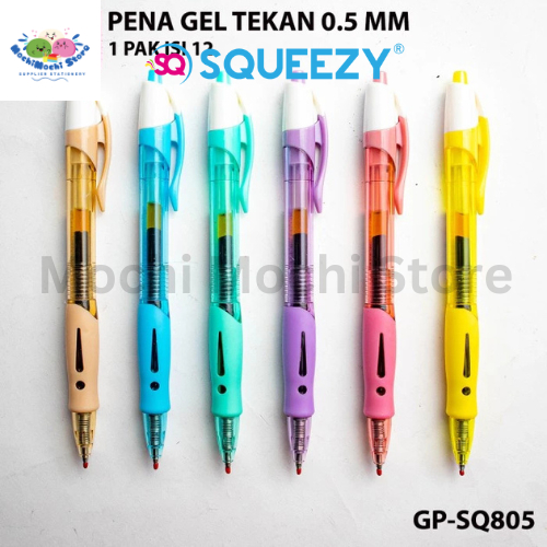 

Ay00! PER KOTAK/12PCS Pulpen Gel SQUEEZY GP-SQ805 Pulpen Gel Gel Pen Tip 0.5mm Pulpen Gel SQUEEZY