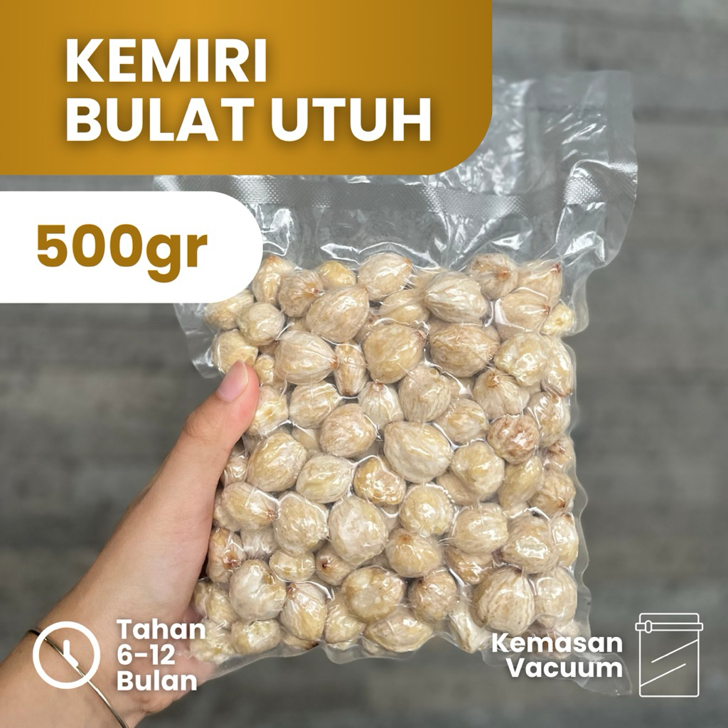 

Kemiri Kupas Bulat Utuh 500gr | Kering, Vacuum, Siap Masak – Fresh & Higienis