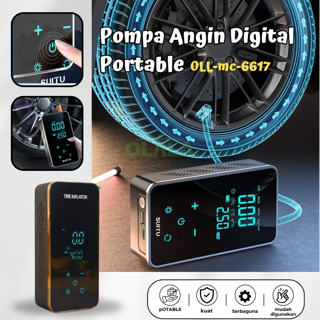 【COD】Pompa Angin Ban Portable Digital Touchscreen OLL-MC6617