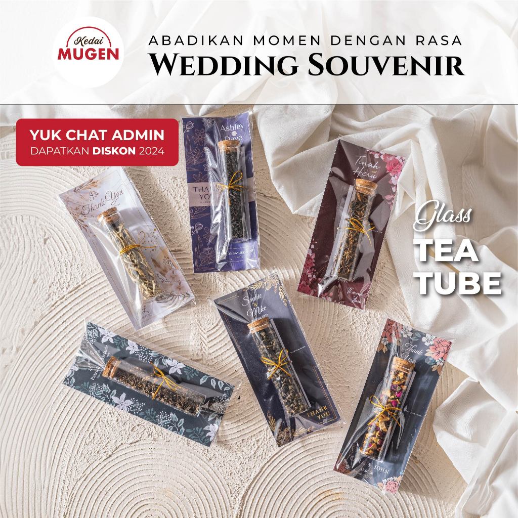 

Kedai Mugen - Suvenir Nikah Teh Kaca Estetik / Souvenir Wedding Pernikahan Glass Tube Tea