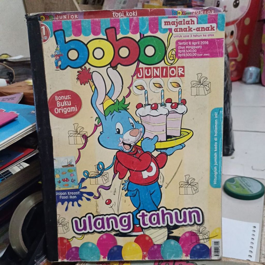 Bundel lakban majalah bobo junior bekas (ulang tahun)